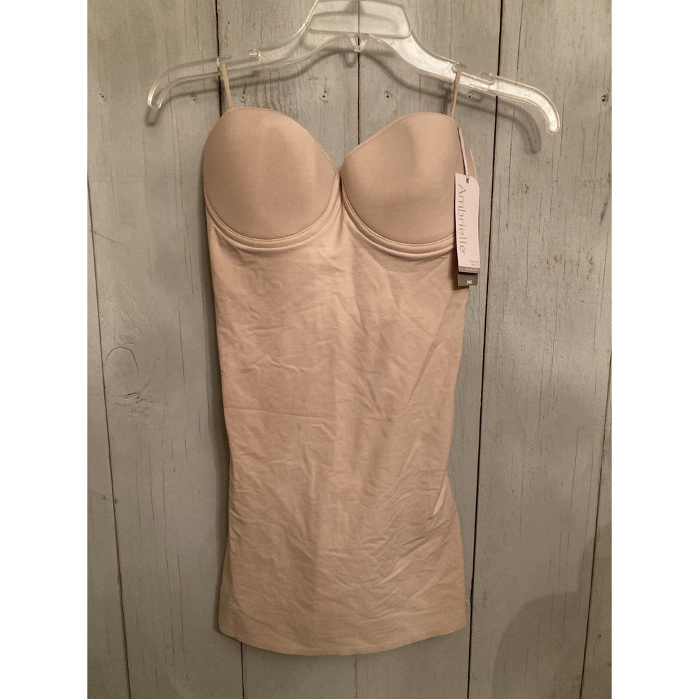 AMBRIELLE‎ Wonderful Edge Strapless Warm Beige Shapewear Full Slip NEW Sz 36C